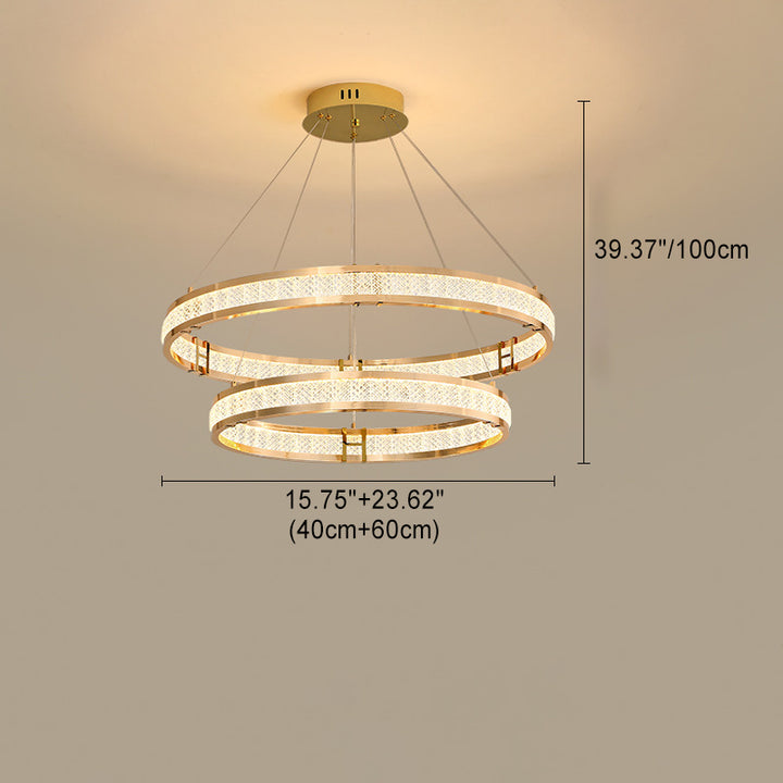 Zeitgenössischer Luxus Aluminium Kristall Kreis Ring LED Kronleuchter für Esszimmer 