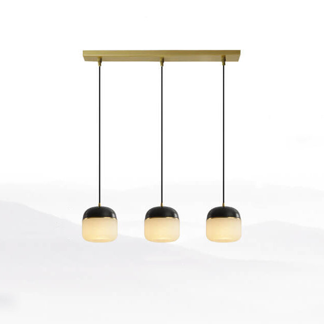New Chinese Modern Round Lucite Copper 1/3 Light Chandelier