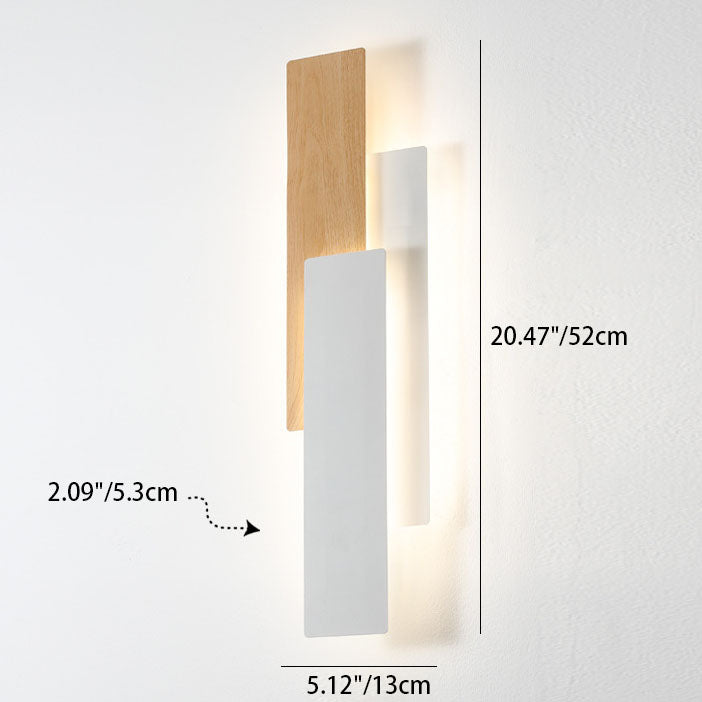 مصباح حائط LED مستطيل هندسي بسيط بحبيبات الخشب الحديثة 