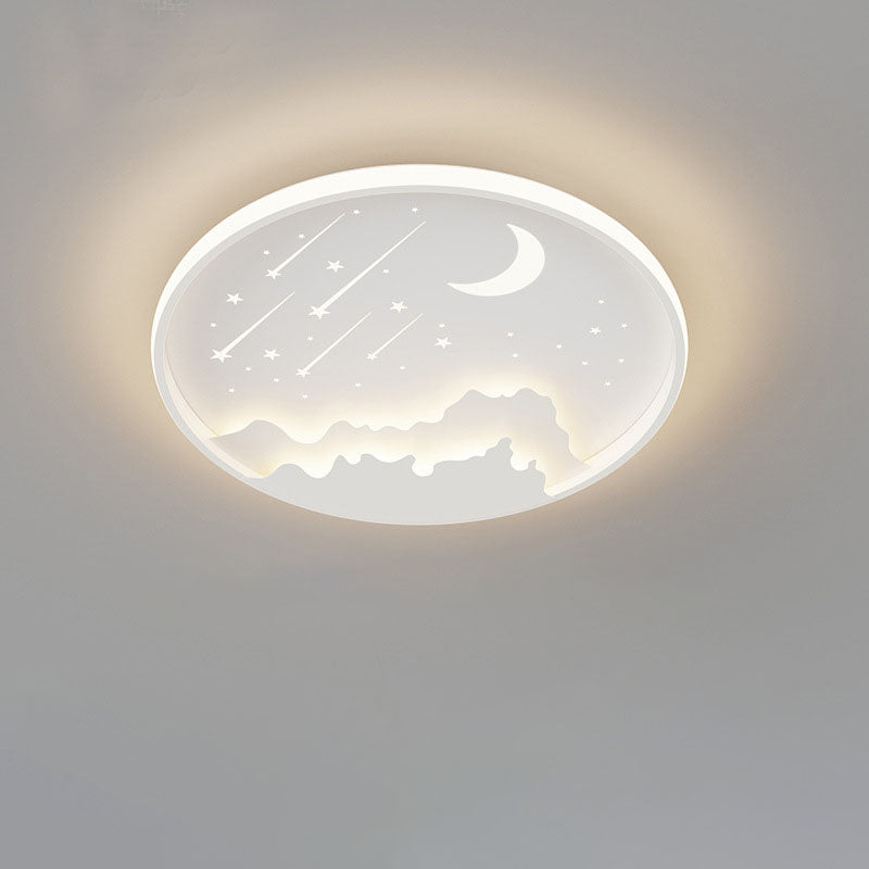 Luz de techo LED empotrada redonda de hierro de simplicidad moderna para dormitorio infantil 
