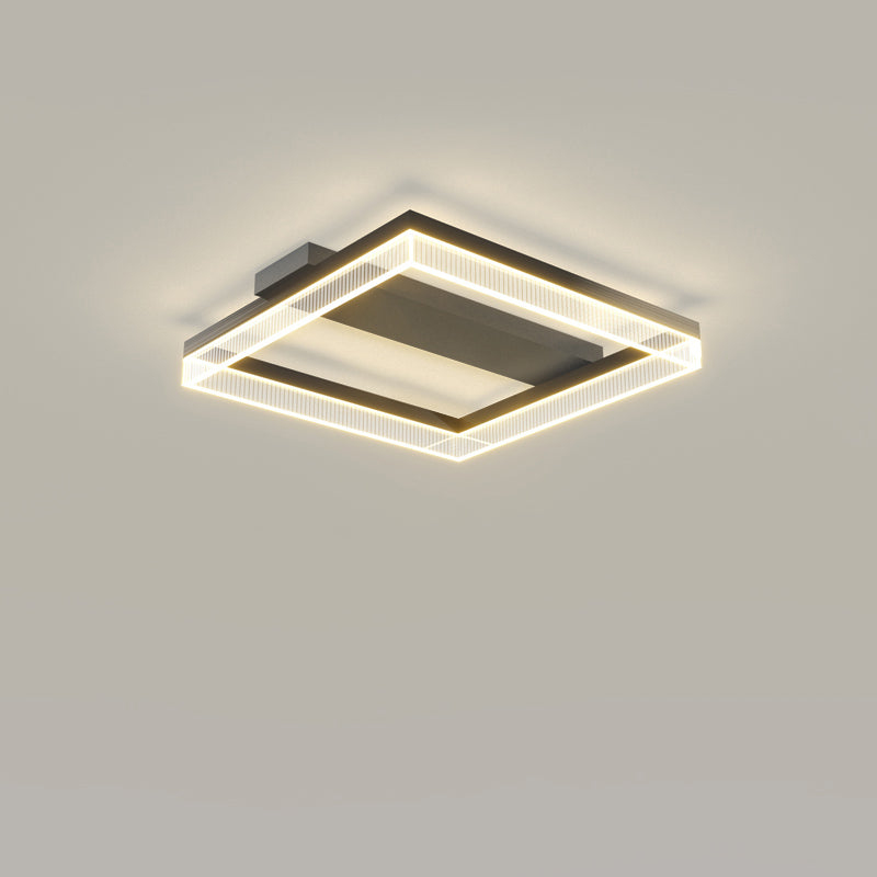 Moderne minimalistische Aluminium Eisen Acryl quadratische rechteckige LED Unterputz Deckenleuchte für Wohnzimmer 