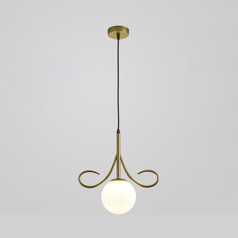 Lustre suspendu à 1 lumière en fer avec abat-jour en verre moderne et luxueux pour salon 