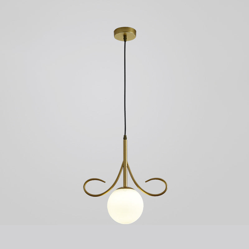 Suspension lumineuse à 1 ampoule en verre et fer avec barbe nordique contemporaine pour chambre 