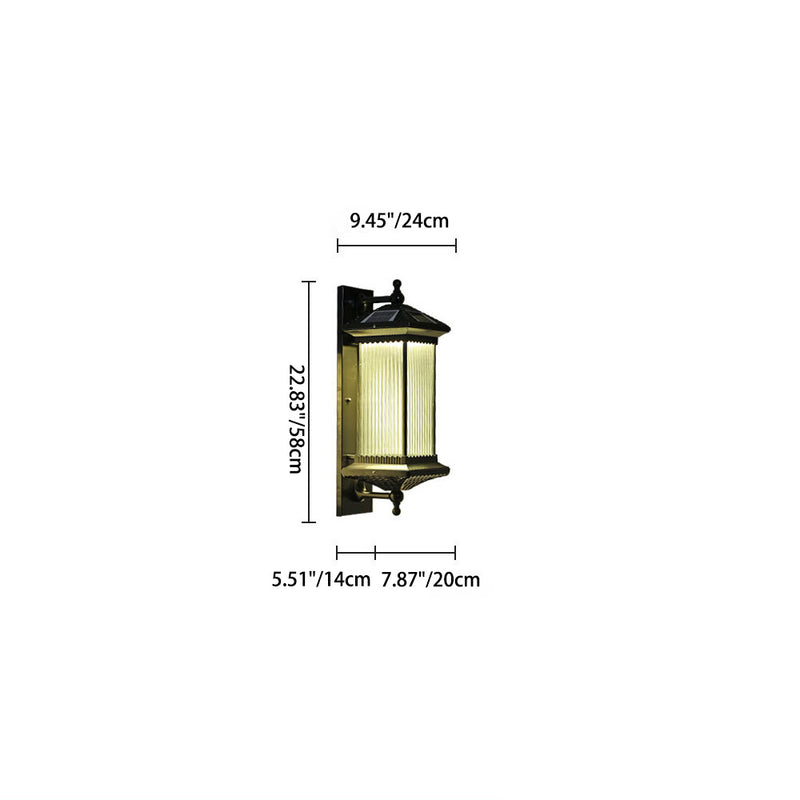 Zeitgenössische Einfachheit Solar Wasserdichte Aluminium Glas Quader 1-Licht Außen Wand Leuchte Lampe Für Garten 