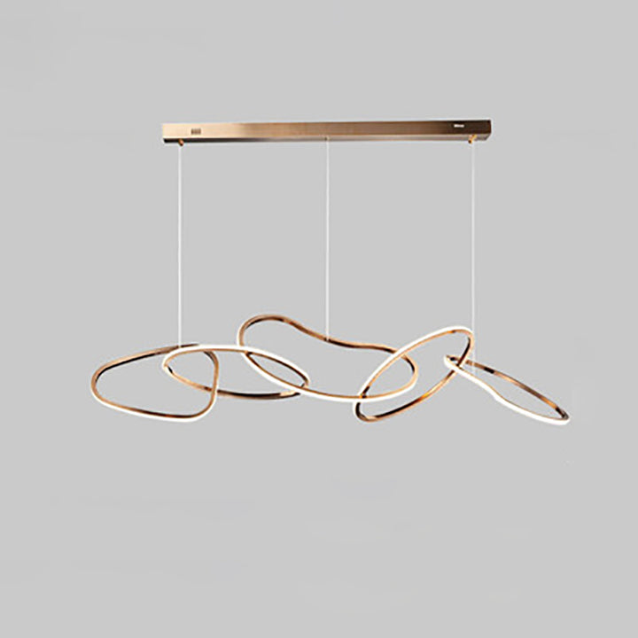 Contemporary Nordic Stainless Steel Round Toroidal LED Chandeliers For Dining Room