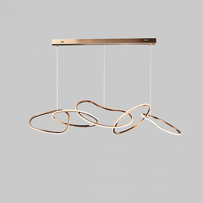 Contemporary Nordic Stainless Steel Round Toroidal LED Chandeliers For Dining Room