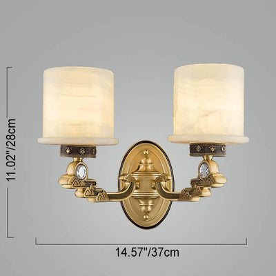 European Retro Light Luxury Copper Jade 1/2-Light Wall Sconce Lamp