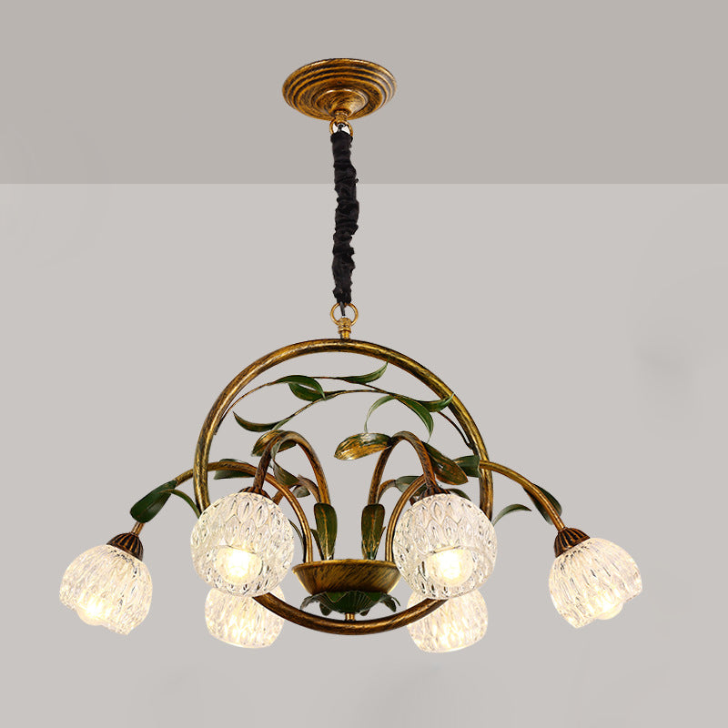 Traditional French Round Iron Glass 6/8/10 Light Chandelier For Bedroom