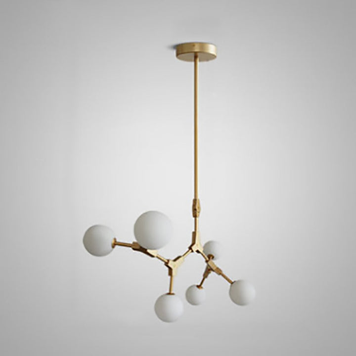 Contemporary Scandinavian Branches Magic Bean Orb Glass Iron 6/8 Light Chandelier For Bedroom