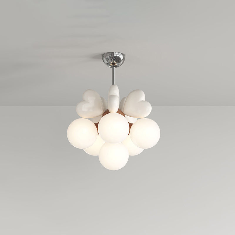 Moderne minimalistische Creme Orb Herz Hardware Harz PE 4/6 Licht Kronleuchter für Wohnzimmer 