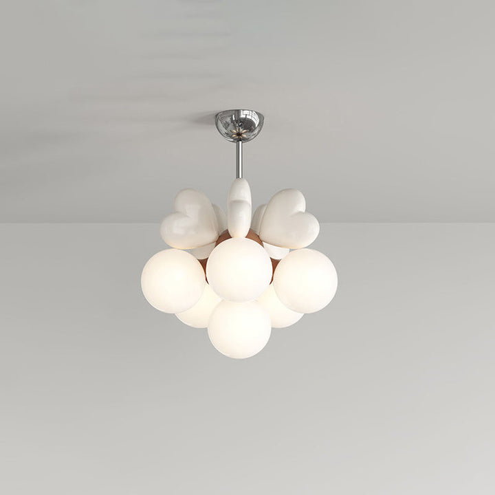 Moderne minimalistische Creme Orb Herz Hardware Harz PE 4/6 Licht Kronleuchter für Wohnzimmer 