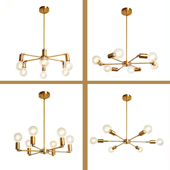 Lustre Moderne Minimaliste Rond en Fer à 6 Lumières pour Salon 