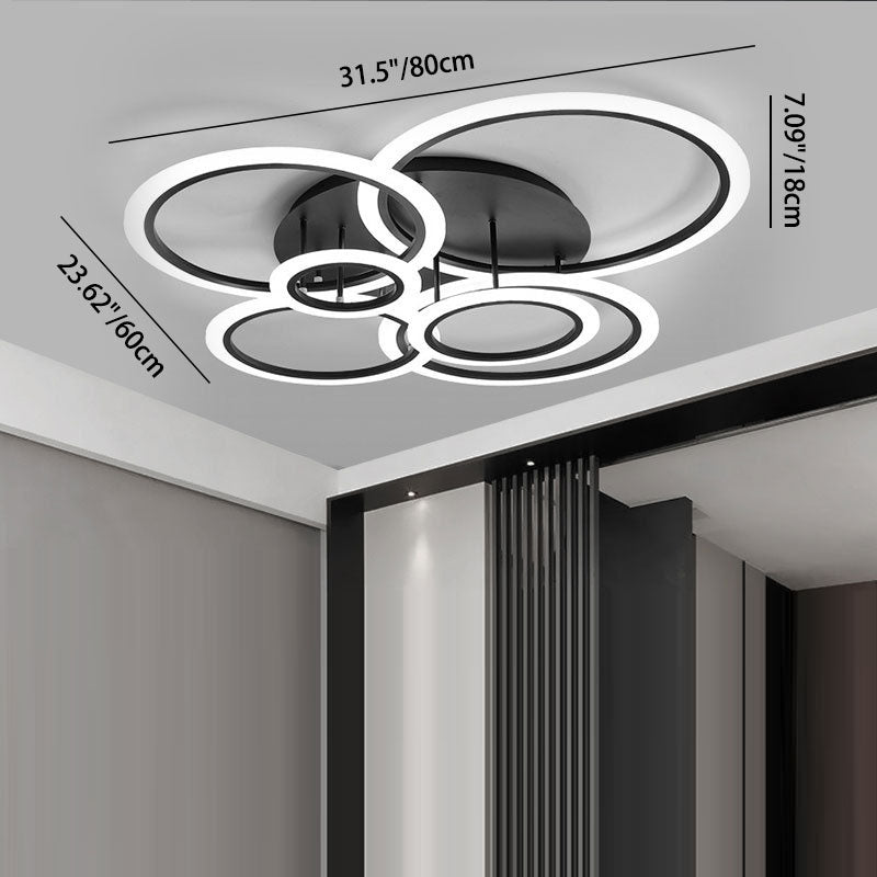 Moderne minimalistische Kombination runder Kreis Hardware Acryl LED Semi-Flush Mount Deckenleuchte für Wohnzimmer 