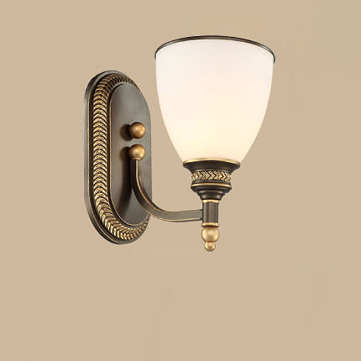 Traditional Vintage Round Glass Iron 1/2 Light Wall Sconce Lamp For Bedroom
