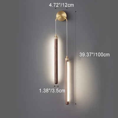 Lámpara de Aplique de Pared LED de Madera Lineal Minimalista Moderna de Cobre y Acrílico para Dormitorio 