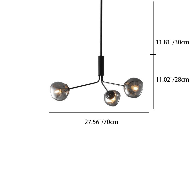 Zeitgenössischer kreativer Lava-Kugel-Kronleuchter aus kupfernem Glas mit 3/5/8 Lichtern für Wohnzimmer 