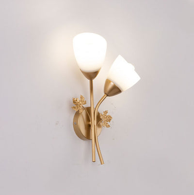 Scandinavian Minimalist Iron Glass Flower Bud Shape 1/2-Light Wall Sconce Lamp