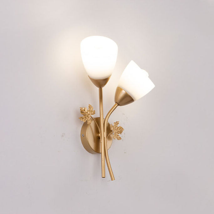 Scandinavian Minimalist Iron Glass Flower Bud Shape 1/2-Light Wall Sconce Lamp