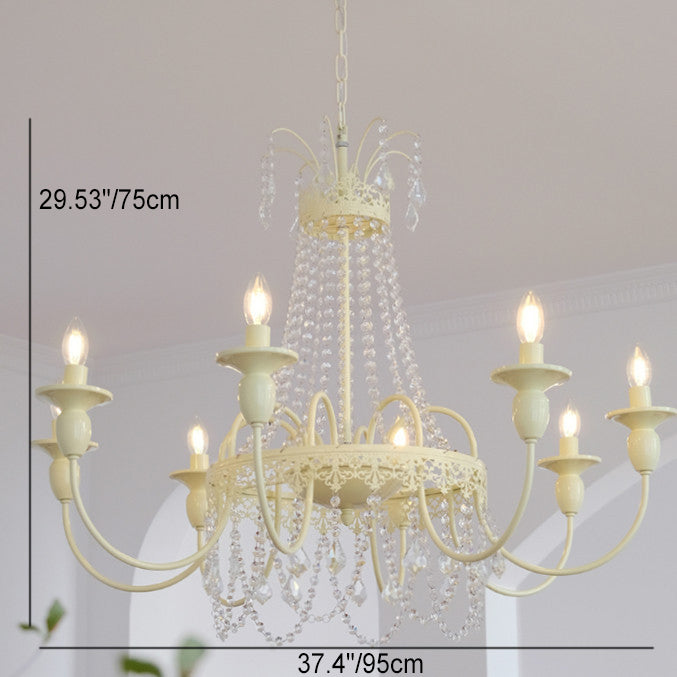 Candelabro Moderno Shabby Chic de Hierro con Cristales de 4/5/6/8 Luces para Sala de Estar 