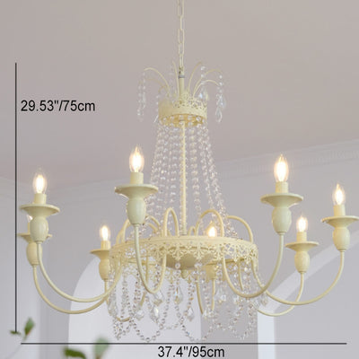 Modern Shabby Chic Candelabra Iron Crystal 4/5/6/8 Light Chandelier For Living Room