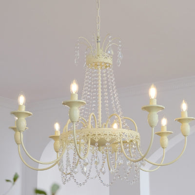 Modern Shabby Chic Candelabra Iron Crystal 4/5/6/8 Light Chandelier For Living Room