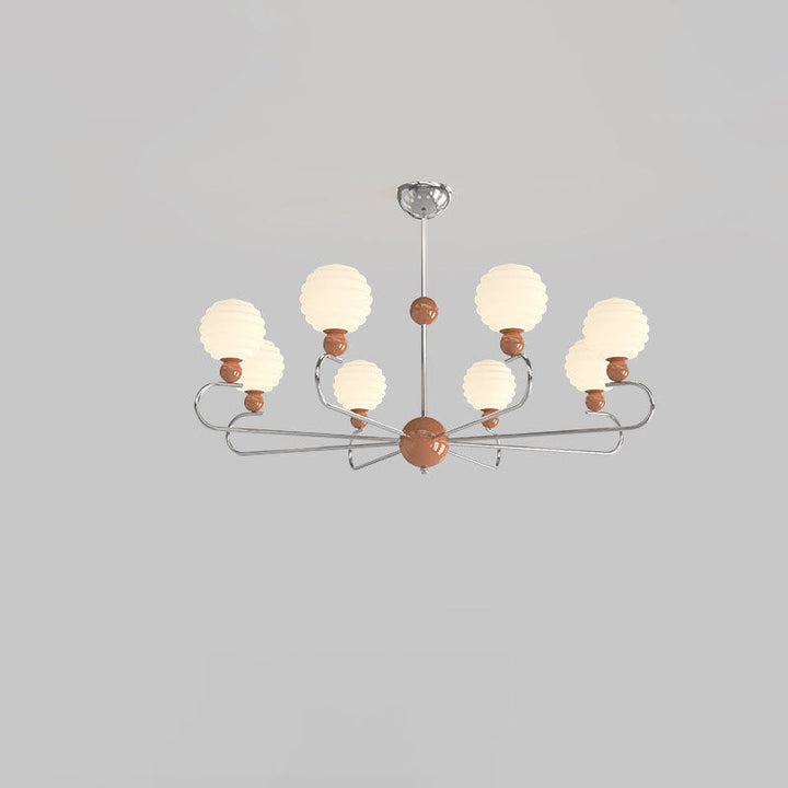 Chandelier contemporain nordique avec abat-jour en verre en forme de haricot magique et cadre en fer à 5/8 lumières pour salon 