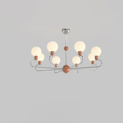 Zeitgenössischer nordischer Wabenball Magic Bean Glasschirm Eisenrahmen 5/8-Licht Kronleuchter für Wohnzimmer 