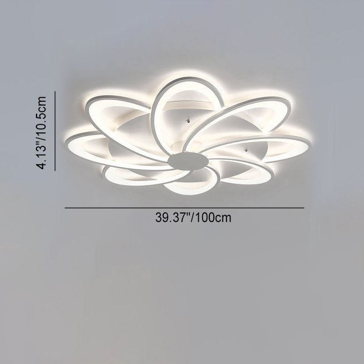 Zeitgenössische kreative Blütenblatt Hardware Acryl LED Semi-Flush Mount Deckenleuchte für Wohnzimmer 