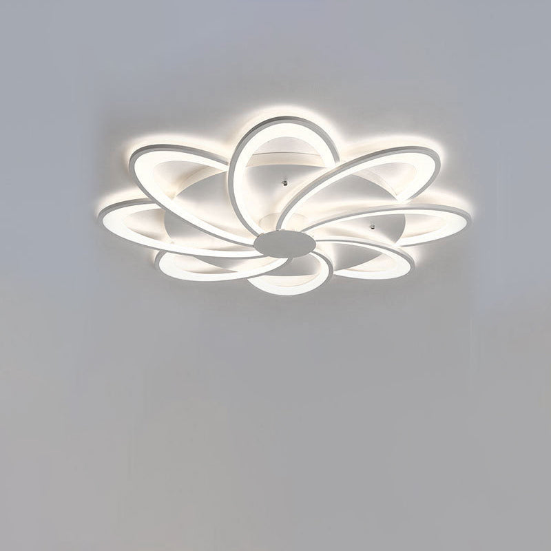 Zeitgenössische kreative Blütenblatt Hardware Acryl LED Semi-Flush Mount Deckenleuchte für Wohnzimmer 