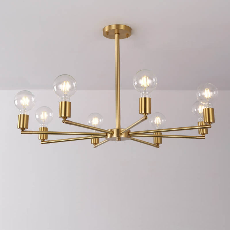 Contemporary Nordic Copper Branch Design 3/4/6/8/10-Light Chandelier For Living Room
