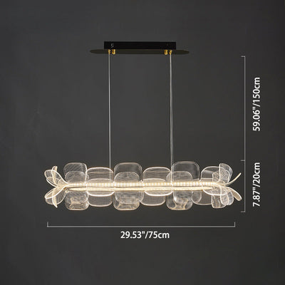 Moderne minimalistische runde Blume klares Metall Acryl LED Insel Licht Kronleuchter für Esszimmer 