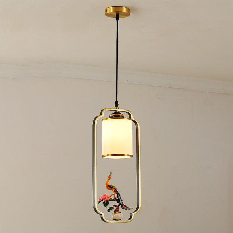 Moderne Luxus Zinklegierung Emaille Zylindrische Schirm 1-Licht Pendelleuchte für Wohnzimmer 