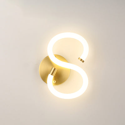 Zeitgenössische kreative Messing Acryl Runde Oval Figur Sechs Acht Brief LED Wandleuchte Lampe für Flur 