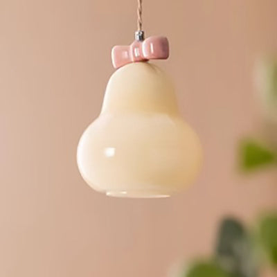 Contemporain Créatif Gourde Bow Matériel Verre Suspension 1-Lumière Pour Salon 