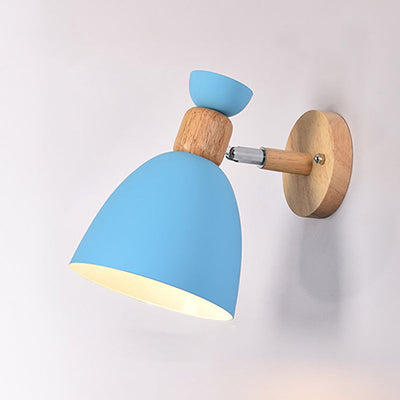Moderne minimalistische runde Horn Aluminium Holz 1-Licht Wandleuchte Lampe für Schlafzimmer 