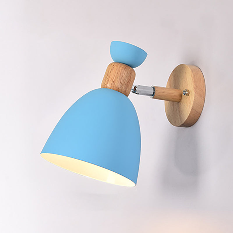 Moderne minimalistische runde Horn Aluminium Holz 1-Licht Wandleuchte Lampe für Schlafzimmer 