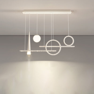 Lustre LED contemporain de luxe avec abat-jour en verre en forme de boule géométrique pour salon 