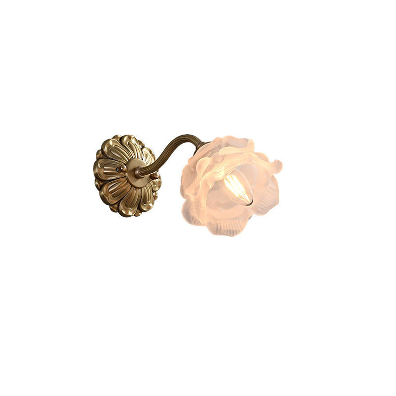 Applique murale 1-lumière en verre cuivré avec boule cylindrique fleur traditionnelle française pour chevet 