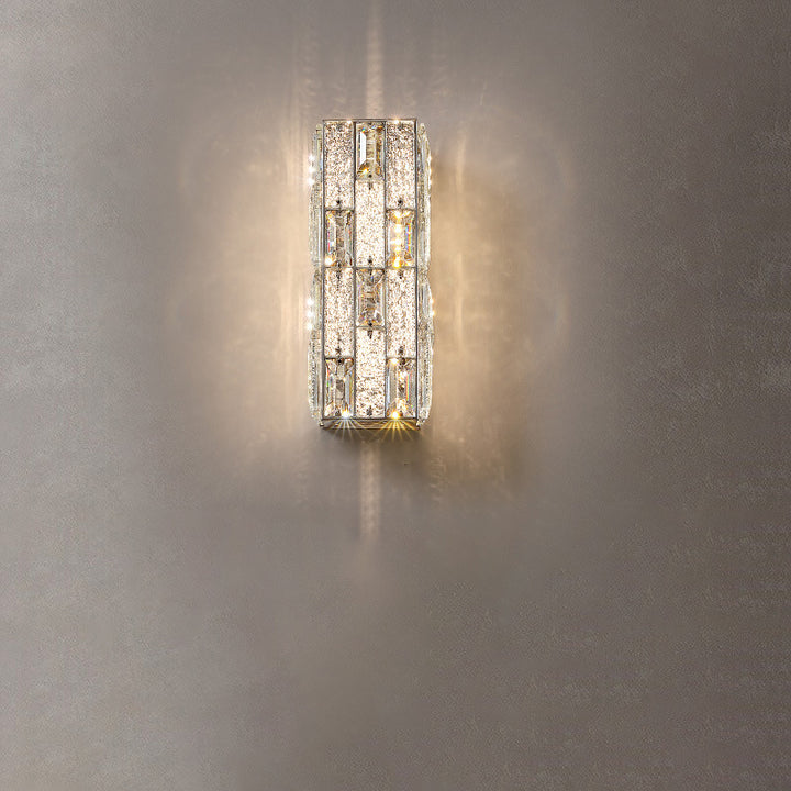 Applique murale LED en cristal rectangulaire en acier inoxydable de luxe moderne pour chambre 
