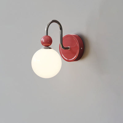 Traditional French Flower Round Ball Iron Glass 1-Light Wall Sconce Lamp For Bedroom