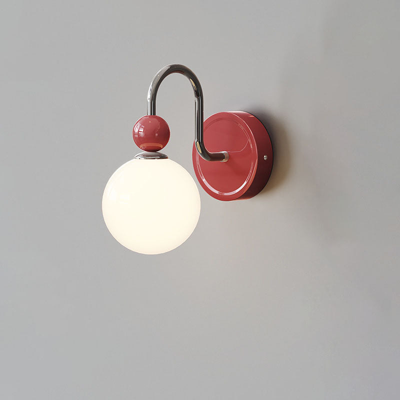 Traditional French Flower Round Ball Iron Glass 1-Light Wall Sconce Lamp For Bedroom