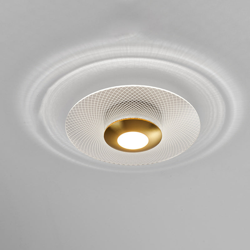 Lustre semi-encastré LED en acrylique à motif géométrique circulaire vertical de luxe contemporain pour salon 