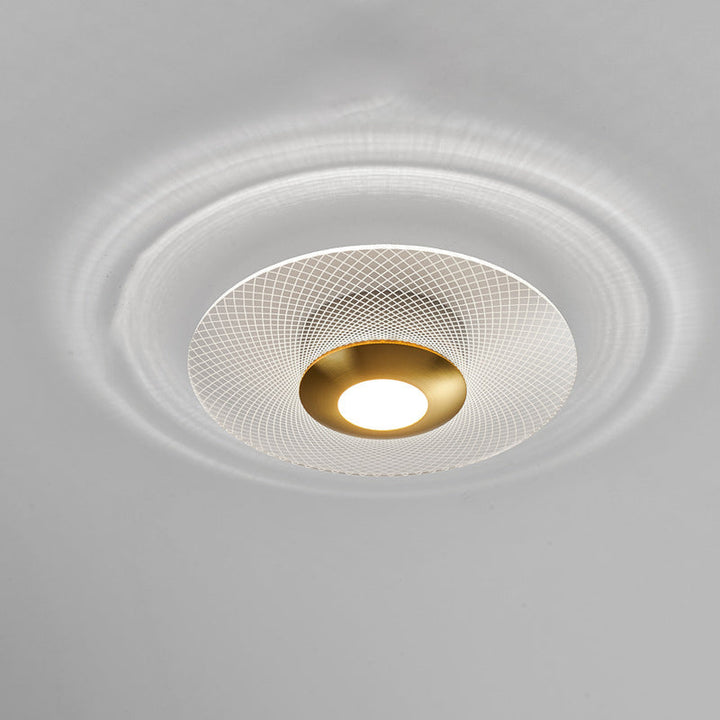 Lustre semi-encastré LED en acrylique à motif géométrique circulaire vertical de luxe contemporain pour salon 