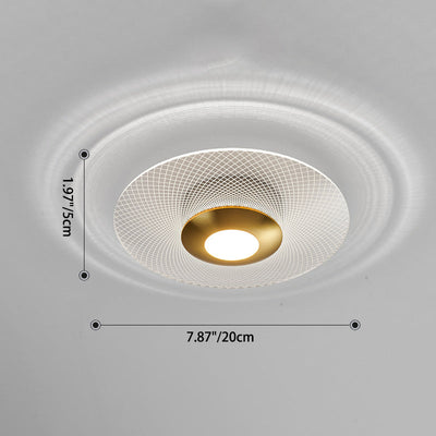 Contemporary Luxury Geometric Circular Vertical Grain Acrylic LED Semi-Flush Mount Ceiling Light For Living Room
