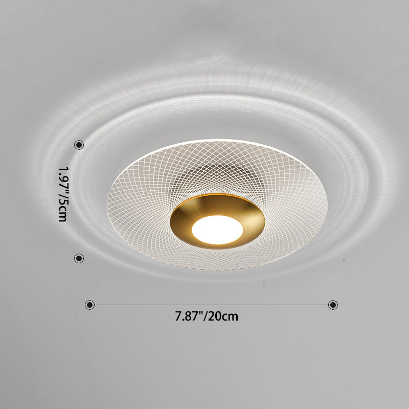 Contemporary Luxury Geometric Circular Vertical Grain Acrylic LED Semi-Flush Mount Ceiling Light For Living Room