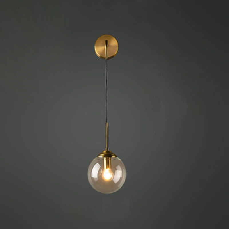 Applique murale contemporaine en fer rond avec verre à 1 lumière pour salon 