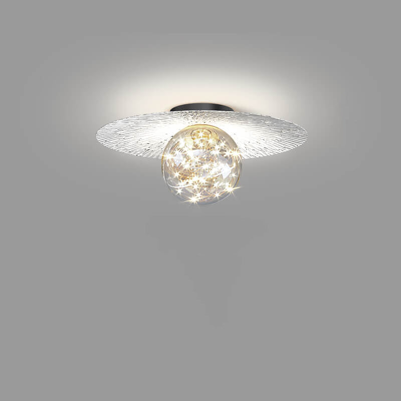 Modern Minimalist Full Of Stars Round Iron Glass LED Semi-Flush Mount Ceiling Light