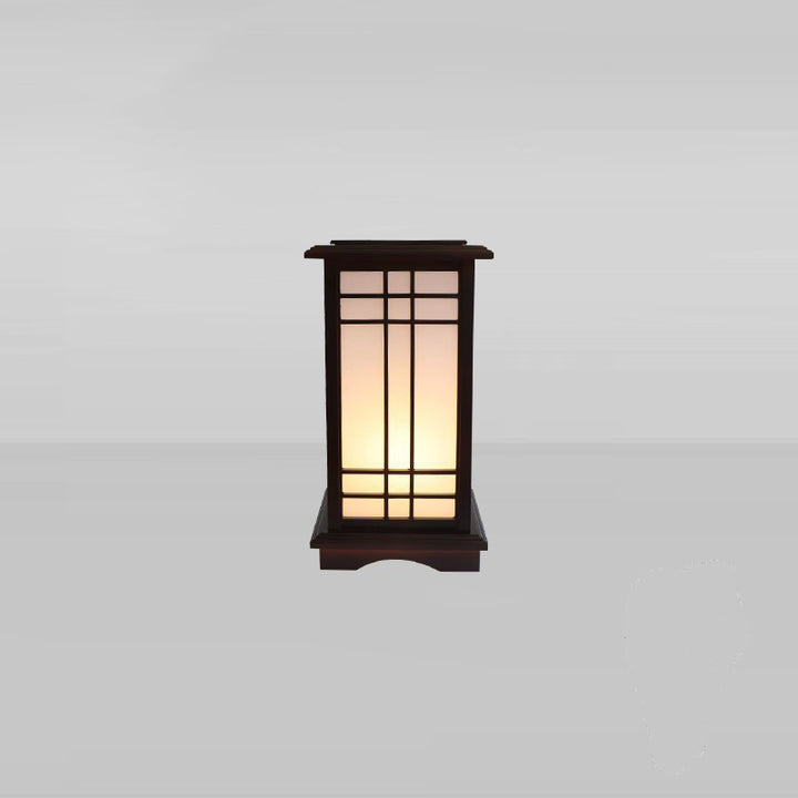 Traditional Chinese Rectangular Parchment Wood 1-Light Standing Floor Lamp For Entertainment Rooms