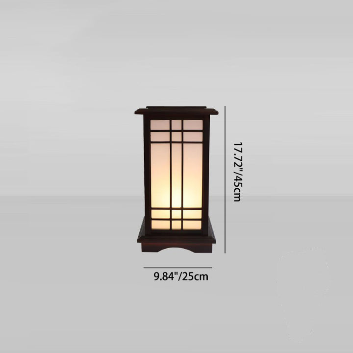 Traditional Chinese Rectangular Parchment Wood 1-Light Standing Floor Lamp For Entertainment Rooms