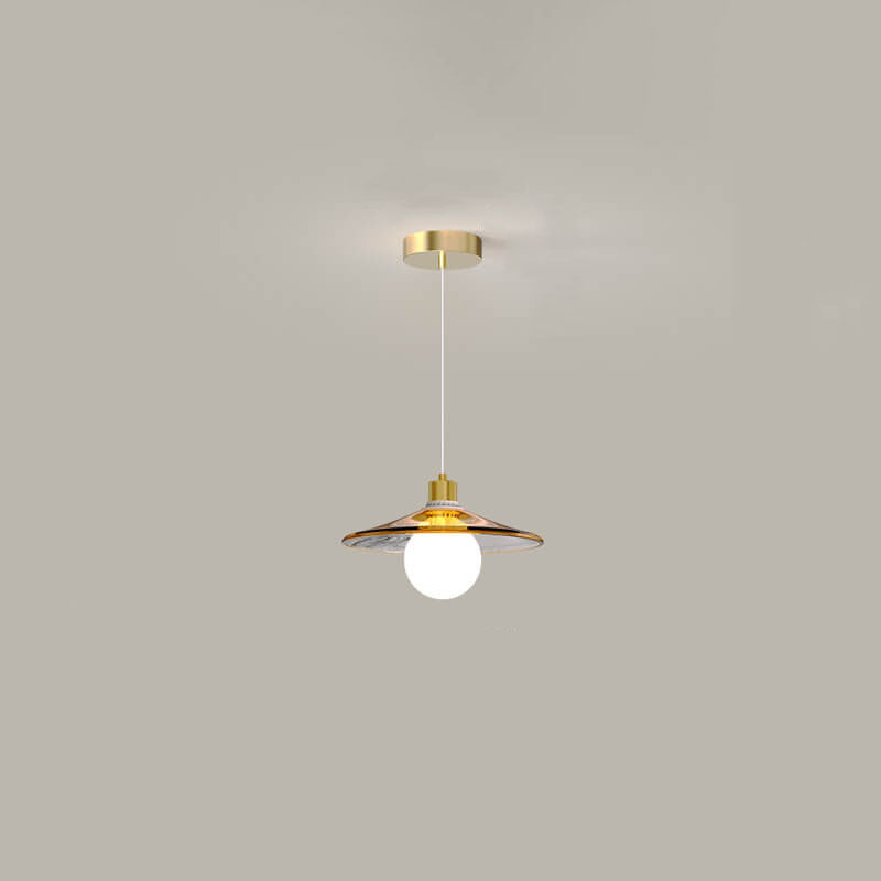 Modern Minimalist Glass Flower Design Iron 1-Light Pendant Light For Living Room